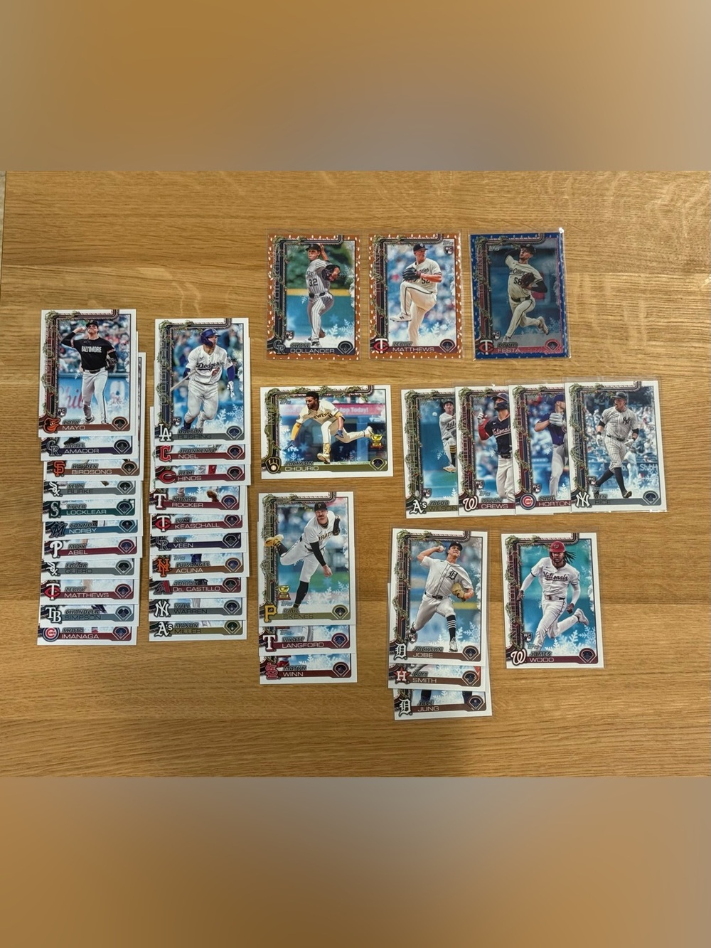 Lot Of 34 Topps Holiday 2025 Baseball Rookie & Cup Cards James Wood, Paul Skenes